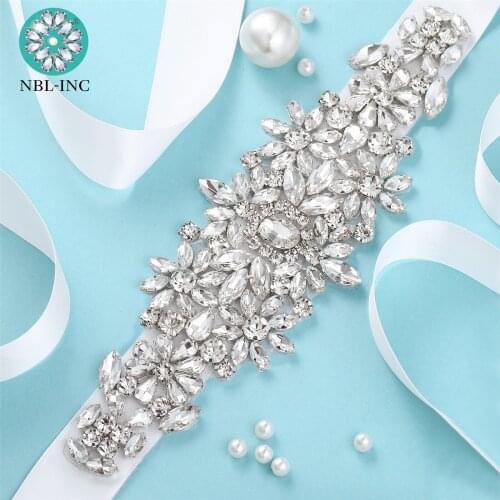 1PC) Rhinestones Bridal Belt with crystal Diamond wedding dress belt crystal wedding sash for wedding dress accessories WDD1044