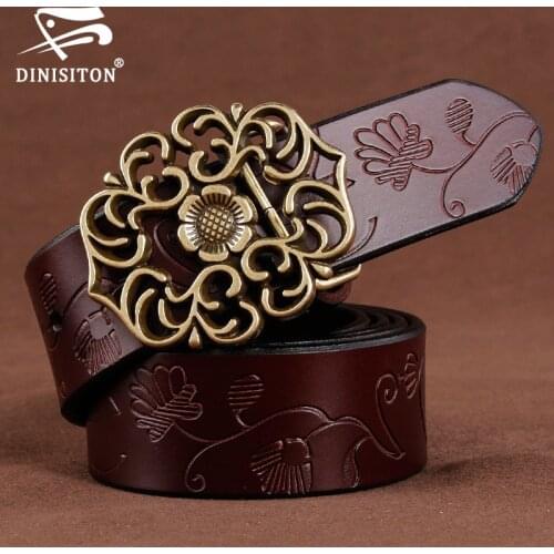 DINISITON women genuine leather belt womens jeans belts luxury vintage high quality female belts woman cowskin strap Cinto