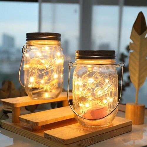 LED Solar Mason Jar Lamp Patio Lights Solar Lights for Garden Decoration Waterproof Intelligent Control Mason Hanging