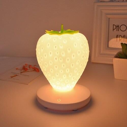 LED Night Light Touch Dimmable Chargeable Strawberry USB Bedside Lamp For Baby Children Kids Gift Bedroom Nightlight Decoration