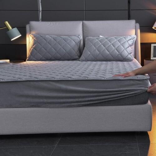 Warm Thicken Coral Fleece Quilted Fitted Sheet Winter Plush King Double Size Customized Mattress Cover Not Including Pillowcase
