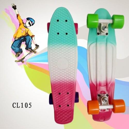Three warm colors 22inch Skateboard Mini Cruiser Skateboard Plastic Longboard Banana Fishboard good quality level for adults