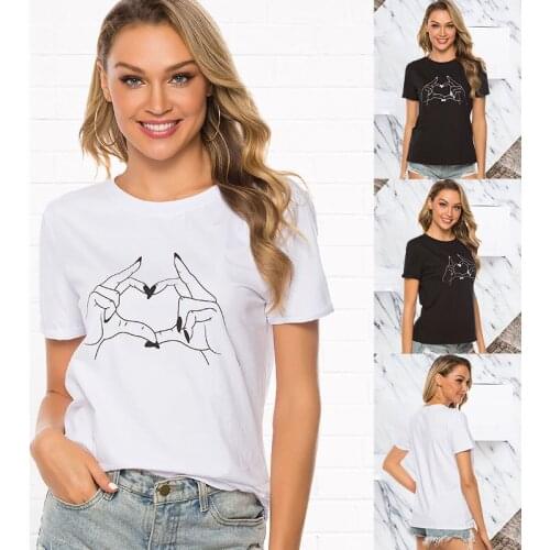 Womens T-Shirt Harajuku Love T Shirt Women Feminina Ladies Than Heart Ulzzang Graphic T Shirts Women 2021 Summer Femme Clothes