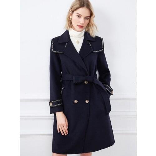 Womens Clothing 2021 Winter New Small Fragrance Edge Woolen Lace Coat Womens Woolen Coat