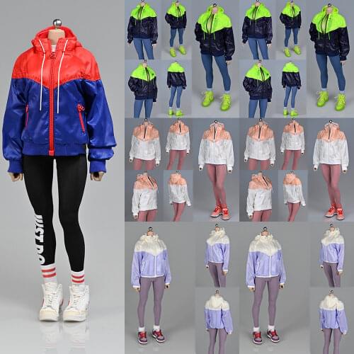 1/6 Scale Trendy Female Soldier Sports Jacket Yoga Tight Pants For 12-inch Action Figure Body Toy Doll Clothing Accessories