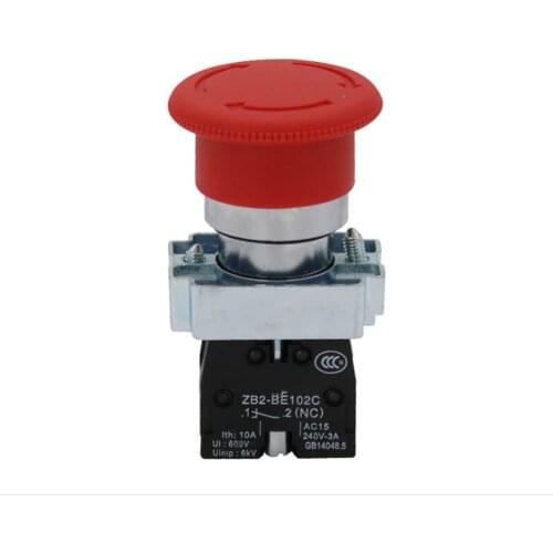 XB2BS542C Turn to Release 1N/C Red Emergency Stop Mushroom Push button Replace Telemecanique