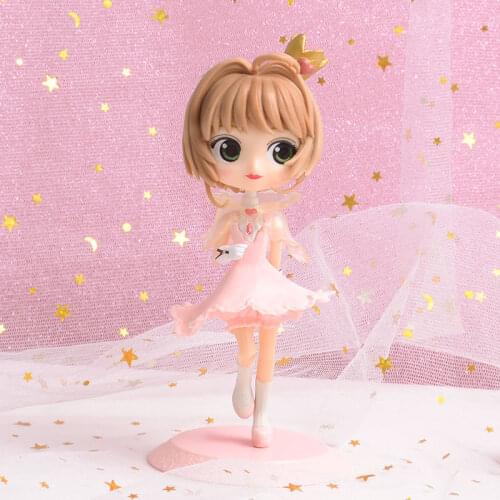 13CM Pink Anime Card Captor SAKURA Doll Model Cake Ornaments toys Collection Gift