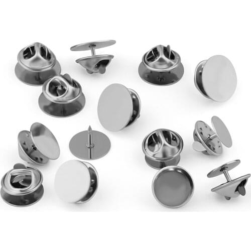 20Set/lot Stainless Steel Earring Studs Blank Post Base Pins With Earring Plug Findings Ear Back 10 12mm For DIY Jewelry Making