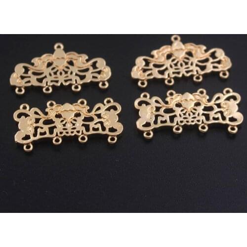 20sets Retro Brass Casted Filigree Flower Oriental Pendant Charms Tassel Loops Connectors High Quality DIY Jewelry Accessories