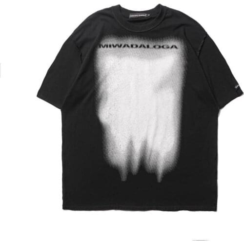 2021 Gradient Graffiti Print Oversized T Shirt Men Summer Casual Cotton Short Sleeve Punk Vintage Women Tshirts Camisetas Hombre