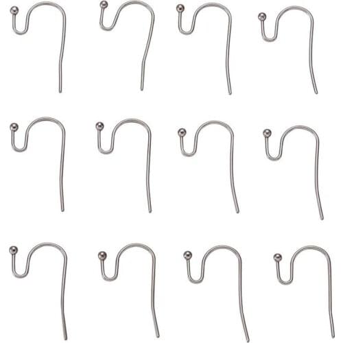 300pcs Stainless Steel Earring Hooks Surgical Hook Earwire with Ball End Fish Ear Wire for Jewelry Making Accessories 22x12x2mm