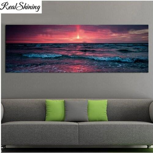 Large 5d diy diamond painting sunset sea waves seascape full square/round drill,mosaic diamond picture diamond embroidery FS5026