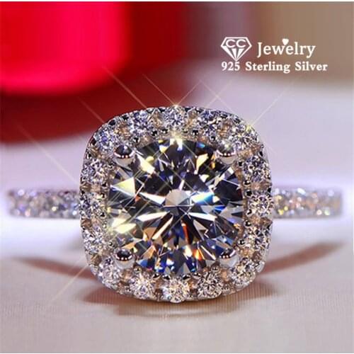 CC S925 Vintage Womens Ring Sterling Silver CZ Big Square Luxury Fine Jewelry Wedding Romantic Accessories Drop Shipping CC946