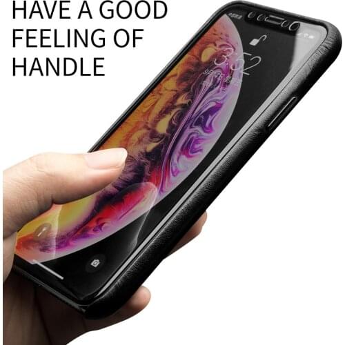 QIALINO Genuine Leather Phone Back Cover for iPhone XS Ultra Thin Luxury Handmade Case for iPhone XS Max/XR 5.8/6.1/6.5 inches