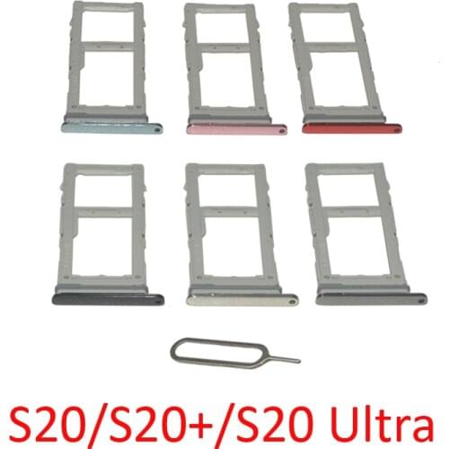 Phone Sim Chip Tray Holder For Samsung Galaxy S20 S20+ Ultra Original New S20 Ultra SIM SD Card Slot Adapter Drawer Part + Pin