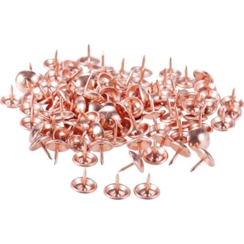 Dophee 100pcs 11*17mm Rose Gold Upholstery Nails Furniture Tacks Pushpins Hardware Decor
