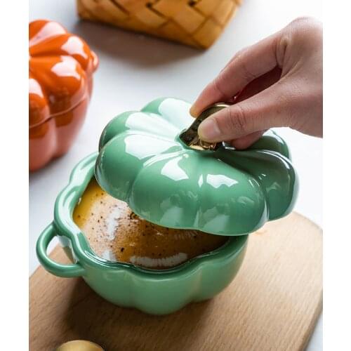 Pumpkin Ceramic Bowl with lid Stewed Halloween Household Kitchen Childrens Example soup bowl Steamed egg Salad bowl Tableware