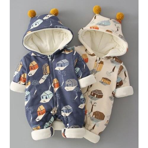 Newborn baby cotton padded baby Jumpsuit boys and girls extra heavy coat in winter