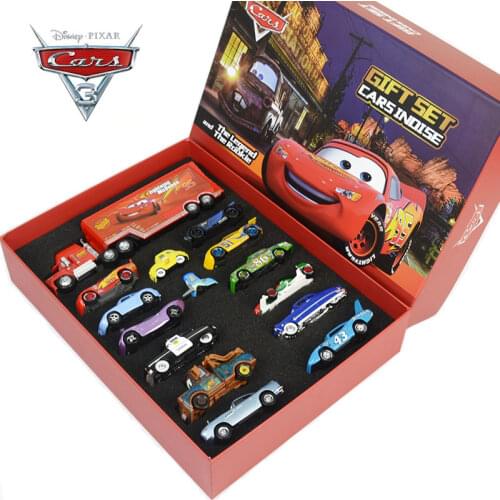 Disney Pixar 3 metal 1:55 alloy car model toy gift box set Lightning McQueen and mater, sally Raymond Birthday gift for children