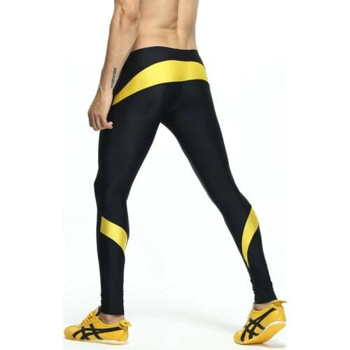 Mens Patchwork Compression Running Tights Elastic Athletics Running Track and Field Sport Tights Fitness Gym Sport Legging