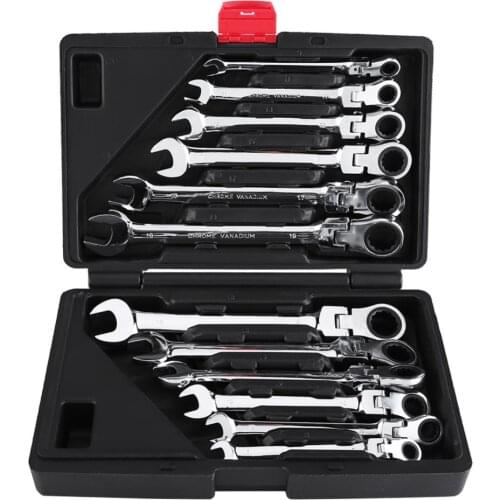 12pcs/set 8-19mm Flexible Combination Spanners Ratchet Wrench Car Garage Tools Set With Box