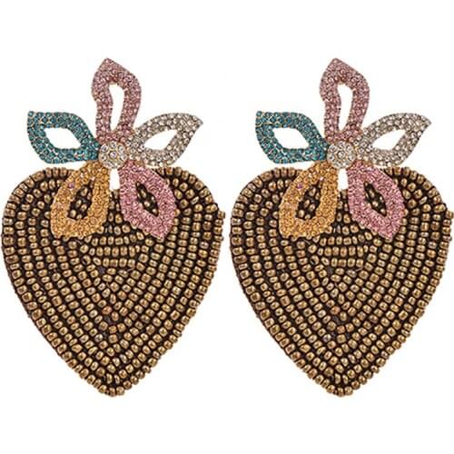 ZHINI New Love Bead Pendant Drop Earrings for Women Fashion Color Crystal Zircon Flower Hollow Earring Gift Jewelry Pendientes