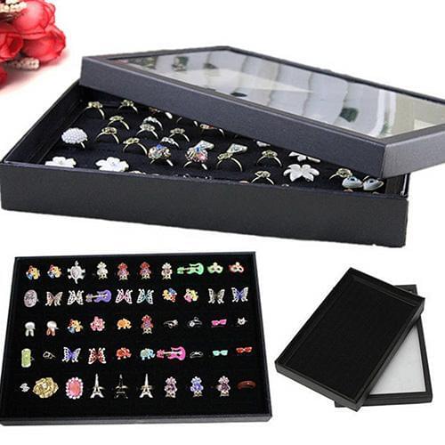 Organizer Jewellery Display Storage Box Square Tray Show Case Organiser Earring Holder Jewelry Ring Display Storage Box Earring