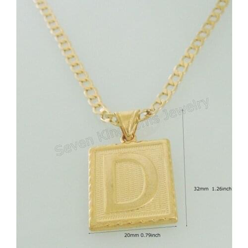 Order 10$ GET FREE SHIPPING/ - YELLOW GOLD OVERLAY 24" CUBAN NECKLACE&LETTER / LETTERS D INITIAL / INITIALS PENDANT