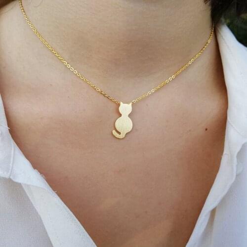 Cute Baby Cat Pendants Necklaces For Women Bff Jewelry Stainless Steel Charm Gold Chain Pet Lover Gifts 2017 New Collier Femme