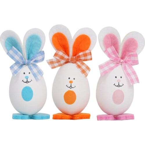 3PCS/set Easter Eggs Easter Bunny eggs Cute Rabbit Decorations Easter wreath Festival Home Party Layout Craft for Kid Gift Favor