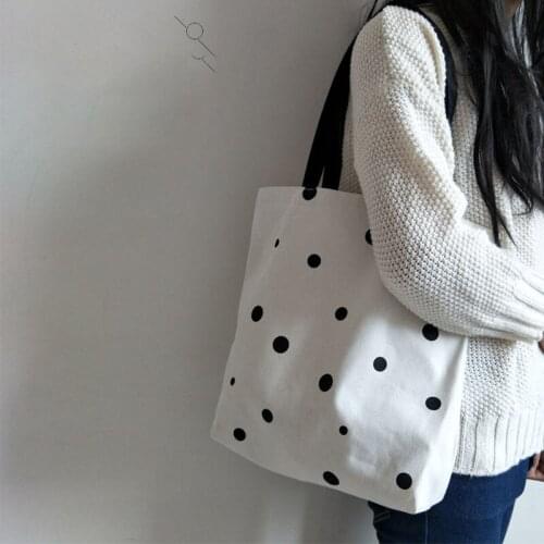 Casual Wavepoint Pattern Handbags College Style Simplicity High Capacity Shopping Bags Fashion Literature and Art Shoulder Bag