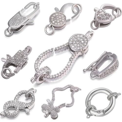 Luxury Screw Lobster Clasp Fasteners Rhinestone Pearls Jewelry Decorative Clasps For Women Jewellery Making Accessories