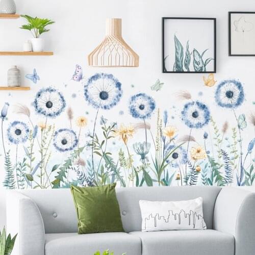 DIY Dandelion Vinyl Wall Stickers Butterflies Skirting Line Decoration Art Wallstickers Living Room Bedroom pegatinas de pared