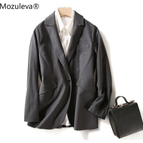Mozuleva Office Ladies High Quality Solid Woolen Blazer Suit Women Autumn Winter Japanese Loose Wool Coat Hand-Stitched Outwear