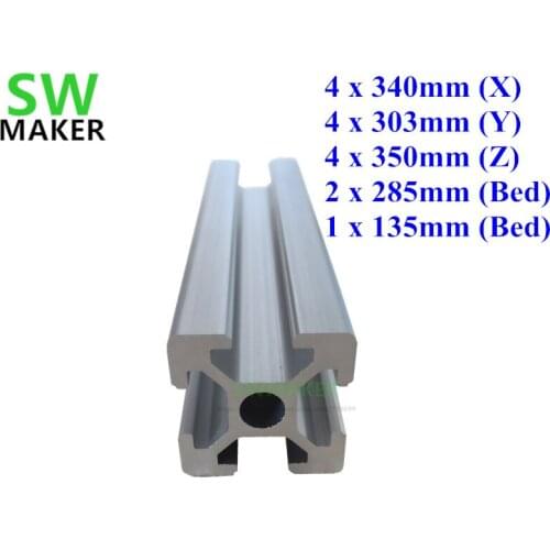 SWMAKER fast ship HyperCube 3D Printer Aluminium Extrusion Profile Type 6 T-slot - 4*(340mm + 303mm +350mm)+2 x 285mm +1 x 135mm