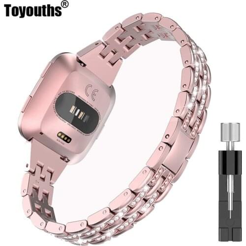 Toyouths Slim Bling Bands For Fitbit Versa Bands Women Men Watch Band Wristband Strap Bracelet for Fitbit Versa Accessories