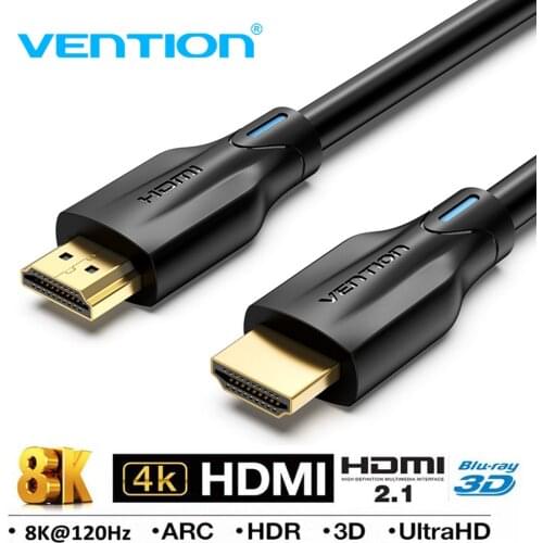 Vention HDMI 2.1 Cable 4K 120Hz 3D High Speed 48Gbps HDMI Cable for PS4 Splitter Switch Box Extender Audio Video 8K HDMI Cable