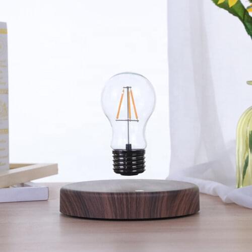 Vintage Style Wooden Base Magnetic Levitating Light Bulb Floating Table Lamp Popular Home Decoration Birthday Christmas Gift