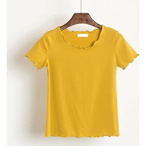 Women Spring Summer Style Casual T-Shirts Lady Short Sleeve Tops T-shirts Girls Casual Solid Color Tees Shirs DD8165