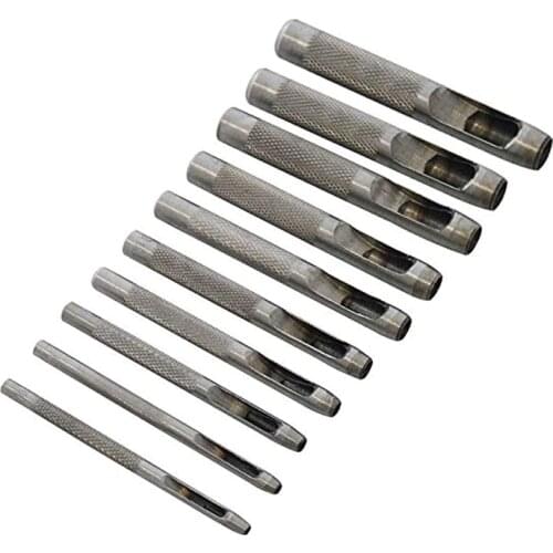 10pcs/Set Hole Punching Round Belt Punched Tools Puncher Hollow Drill 1mm to 10mm Puncher Belt Watch Band Leather Craft
