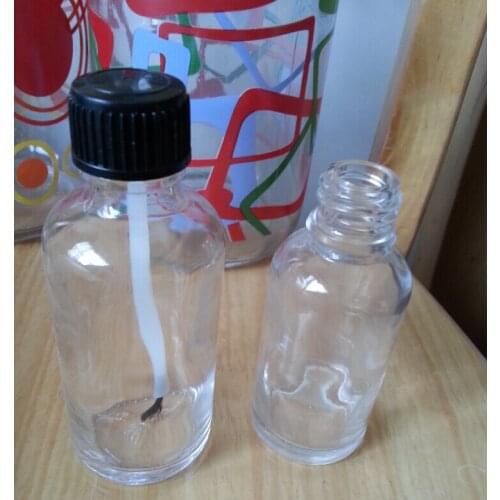 100pcs/lot 30ml Empty Clear Glass Essential Oil Container With Brush Cap, 1oz Nail Polish Glass Bottle