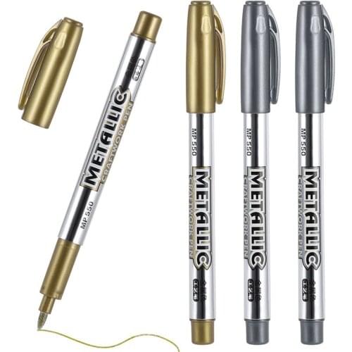 12Pcs Waterproof Permanent Paint Marker Pens Gold And Silver For Drawing Students Supplies Marker Craftwork Pen