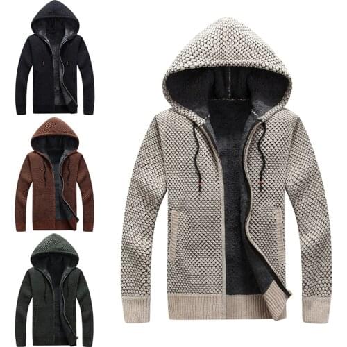 2021 Fashion Herfst Winter Mannen Sweatercoat Faux Fur Wollen Jassen Mannen Rits Plus Velvet Gebreide Dikke Casual Truien M-3XL