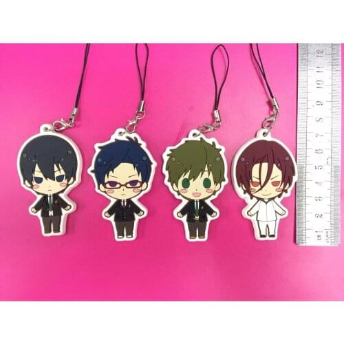 4pcs/lot Japanese anime figure High Speed! -Free! Starting Days rubber Silicone mobile phone charms key chain strap G786