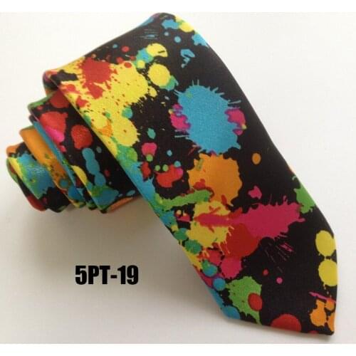 5cm Unique Slender Tie Fashion Printed Necktie Polyester Tie Paintings Pattern