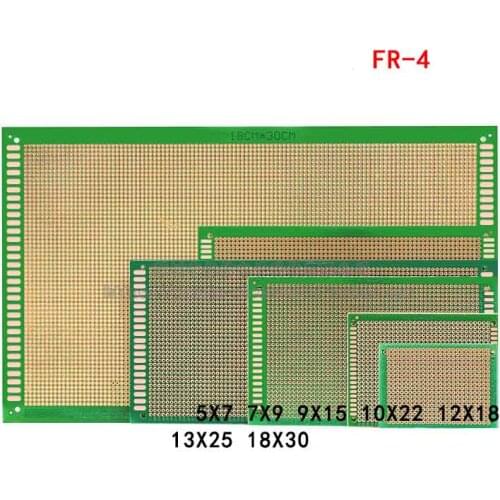 6pcs/lot 2.54mm PCB board 5x7 7x9 9x15 10x22 12x18 18*30 Fiberglass universal board Green oil epoxy 1.45mm thickness