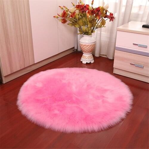 70CM Big Round Carpet DIY White Fluffy Furry Rug Soft Artificial Wool Sheepskin Carpet For Bedroom Living Room Floor Mat Cutting