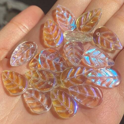 11*18mm Leaf Shaped AB Color Czech Lampwork Crystal Glass Spacer Beads For Jewelry Making Diy Needlework Bracelet Necklace