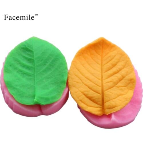 Facemile 2pcs/set Texture Leaf Petal Silicone Mold For Fondant Cake Cupcake Decoration Color Pink 50-175