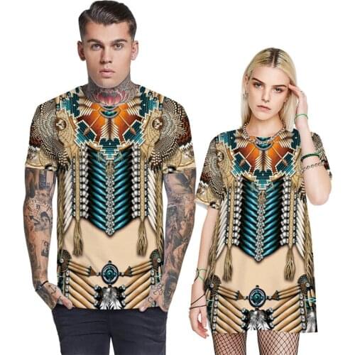 Native Indian 3d Print Tshirt Tee Men Women O-neck Short Sleeve Streetwear Pullover Style Tops T-shirt Casual Handsome Euro Size